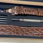 Kit pulseira especial de vitelo couro com chave e pino reserva para troca